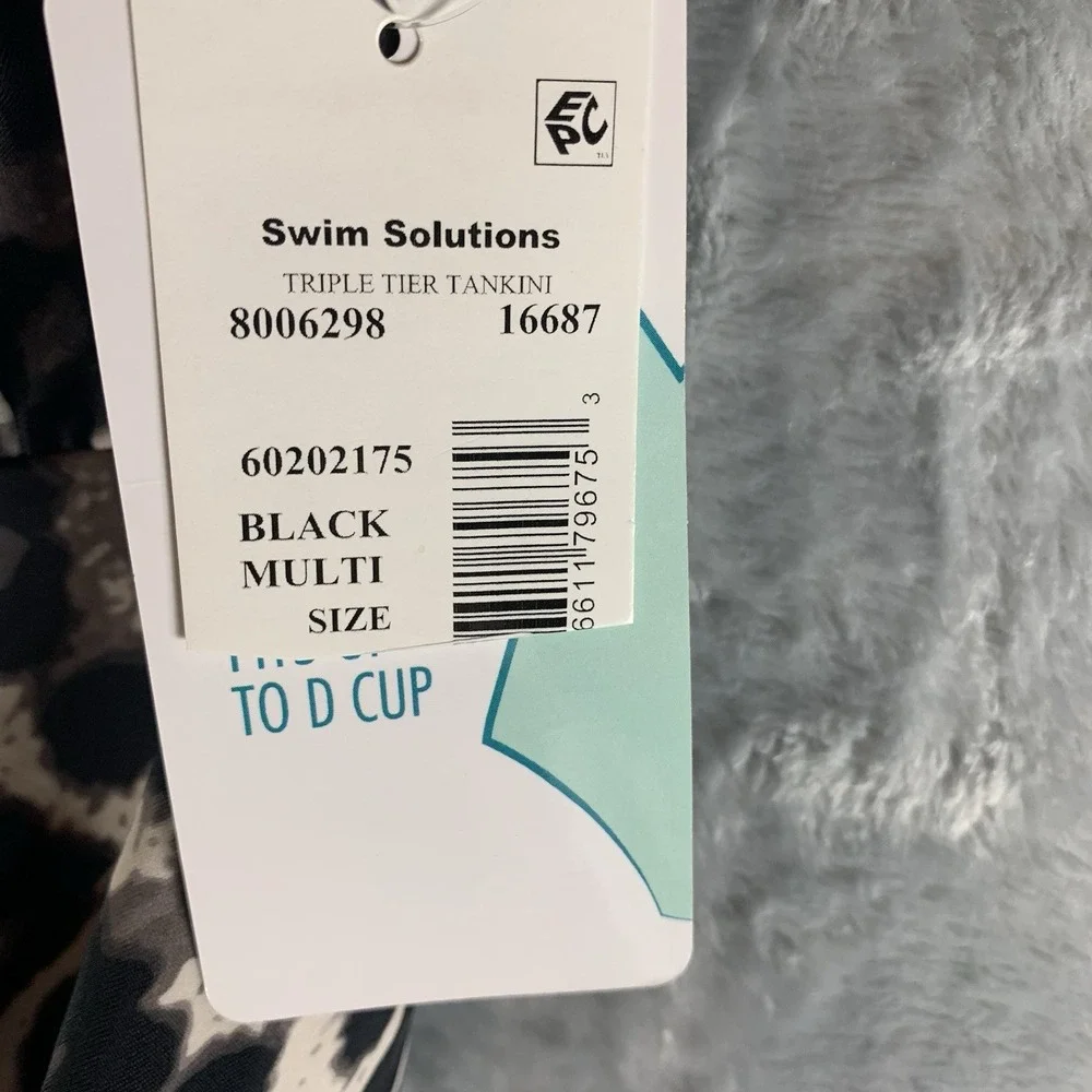 Swim Solutions Women's Swimsuit 10 Tankini Top Animal Print Tiered Ruffle NWT‎ - Picture 4 of 7